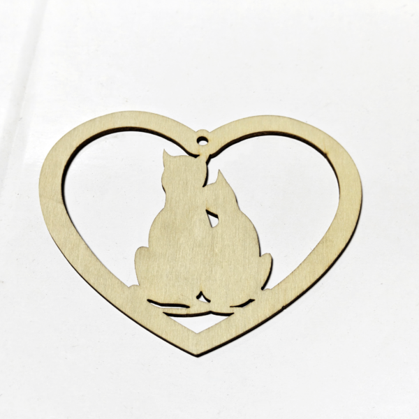 Heart - shaped Cat - themed Wooden Ornaments - Image 2