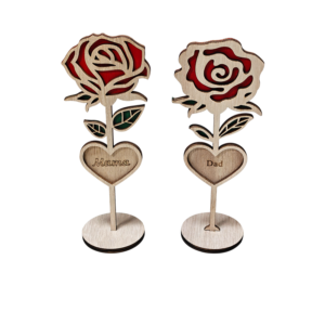 Wooden Craft Rose Ornament for Mother's Day & Father's Day