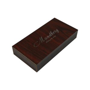 High-grade wooden gift box with red wood grain and bronzing craft, exquisite for gift packaging.
